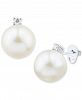 Honora Cultured White Ming Pearl (12mm) & Diamond (1/8 ct. t. w. ) Stud Earrings in 14k Yellow, White or Rose Gold