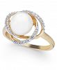 Honora Cultured Freshwater Pearl (8mm) & Diamond (1/8 ct. t. w. ) Ring in 14k Gold