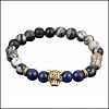 Obsidian Gold Lava Stone Bead Bracelets - Multicolor / one-size / C