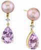 Pink Cultured Freshwater Pearl (9mm), Pink Amethyst (5-5/8 ct. t. w. ), & Diamond Accent Drop Earrings in 14k Gold