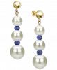 Cultured Freshwater Pearl (5-9mm) & Ruby (1-3/8 ct. t. w. ) Graduated Drop Earrings in 14k Gold (Also in Emerald & Sapphire)