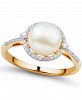 Honora Cultured Freshwater Pearl (8mm) & Diamond (1/6 ct. t. w. ) Ring in 14k Gold or 14k White Gold