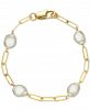 Cultured Freshwater Baroque Pearl (9mm) Paperclip Link Bracelet