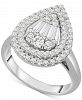 Wrapped in Love Diamond Teardrop Cluster Statement Ring (1 ct. t. w. ) in 14k White Gold or 14k Yellow Gold, Created for Macy's
