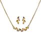 Multi Sapphire Leaf Jewelry Collection In 14k Gold Plated Sterling Silver