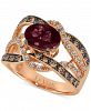 Le Vian Raspberry Rhodolite (1-3/4 ct. t. w. ) & Diamond (5/8 ct. t. w. ) Crisscross Ring in 14k Rose Gold